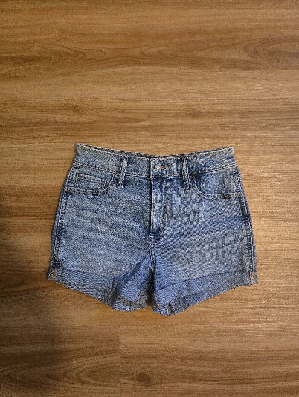 Hollister Light Blue Denim Cuffed Women's Shorts